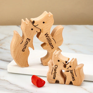 Gifts For Family Wooden Fox Family Puzzle Custom Names House Warming Gifts