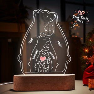 Personalized Names Warm Bear Family Acrylic Lamp Custom Night Light Best Christmas Gift - MadeMineAU