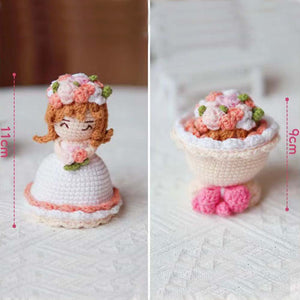 Crochet Doll Crossdressing Bride Flips Wedding Dress Bouquet - MadeMineAU