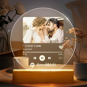Custom Spotify Code Round Night Light Personalized Photo Lamp