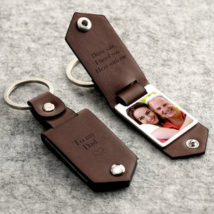 Drive Safe Keychain to My Best Dad Custom Leather Photo Text Keychain with Engraved Text - myphotowalletau