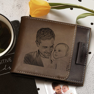 Personalised Wallet Engraved Photo Wallet Double Fold Wallet Large Capacity Gifts For Dad