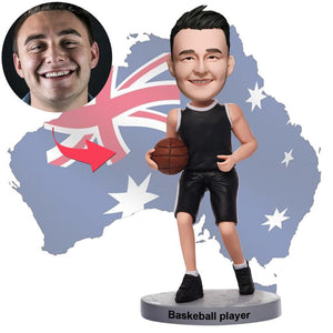 AU Sales-Custom Basketball Player Dribbling In Black Uniform Bobbleheads With Engraved Text Gift For Man