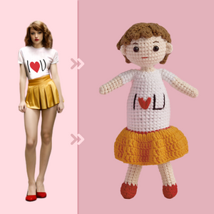 Full Body Customizable 1 Person Custom Crochet Doll Personalized Gifts Handwoven Mini Dolls - I Love U Girl - MadeMineAU