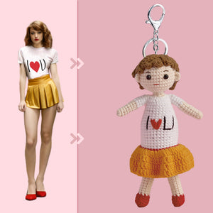 Full Body Customizable 1 Person Custom Crochet Doll Personalized Gifts Handwoven Mini Dolls - I Love U Girl - MadeMineAU