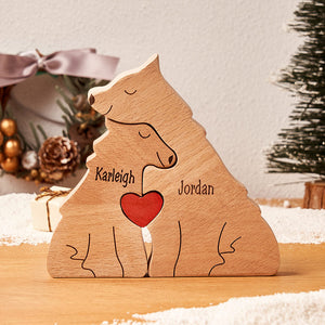 Custom Names Wooden Wolf Family Puzzle Home Decor Christmas Gifts - MadeMineAU