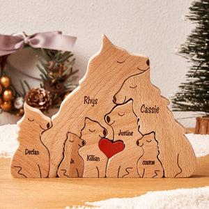 Custom Names Wooden Wolf Family Puzzle Home Decor Christmas Gifts - MadeMineAU