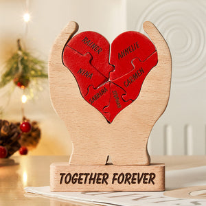 Custom Names Wooden Heart Family Puzzle Home Decor Christmas Gifts - MadeMineAU