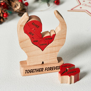 Custom Names Wooden Heart Family Puzzle Home Decor Christmas Gifts - MadeMineAU