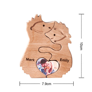 Custom Name Love Wooden Hedgehogs Puzzle for Couple Home Decor Christmas Gifts - MadeMineAU
