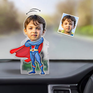 Custom Face Superhero Shaking Head Ornament Personalized Car Dashboard Decoration Home Desktop Ornament - MadeMineAU