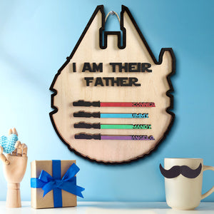 Personalized Light Saber Plaque I Am Their Father Wooden Sign Father's Day Gift - MadeMineAU