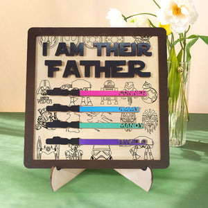 Personalized I Am Their Father Sign Wooden Light Saber Plaque Father's Day Gifts - MadeMineAU