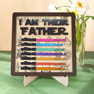 Personalized I Am Their Father Sign Wooden Light Saber Plaque Father's Day Gifts - MadeMineAU