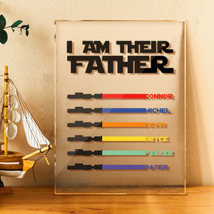 Personalized I Am Their Father Acrylic Plaque Light Saber Plaque Father's Day Gifts - MadeMineAU