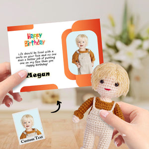 Birthday Gifts for Kids Custom Crochet Doll from Photo Handmade Look alike Dolls with Personalized Name Card - MadeMineAU