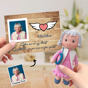 Custom Crochet Doll from Photo Handmade Look alike Dolls with Personalized Name Card Gifts for Grandma - MadeMineAU
