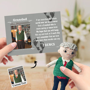 Custom Crochet Doll from Photo Handmade Look alike Dolls Gifts for Grandad with Personalized Name Card - MadeMineAU
