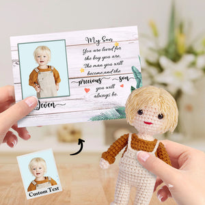 Custom Crochet Doll from Photo Handmade Look alike Dolls Gifts for Son with Personalized Name Card - MadeMineAU