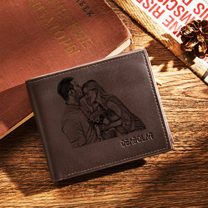 Personalized Wallet Leather Wallet Engraved Photo Wallet Gifts For Boyfriend Gifts For Husband