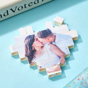 Personalized Building Brick Heart Custom Photo Block Toy Home Decor Valentine's Gifts