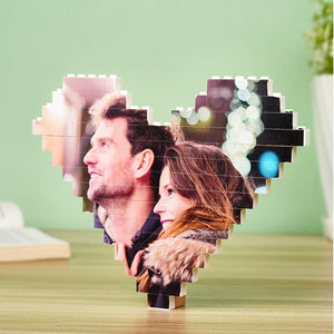 Personalized Building Brick Heart Custom Photo Block Toy Home Decor Valentine's Gifts
