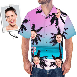Custom Face Shirt Men's Hawaiian Shirt Palm - MadeMineAU