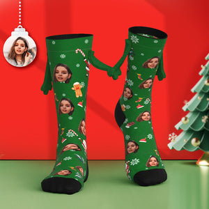 Custom Face Socks Funny Doll Mid Tube Socks Magnetic Holding Hands Socks Christmas Gifts - MadeMineAU