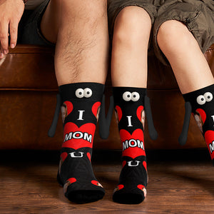 Custom Face Socks Magnetic Holding Hands Suction Funny Holding Hands Socks Lovely Socks for Couple Love