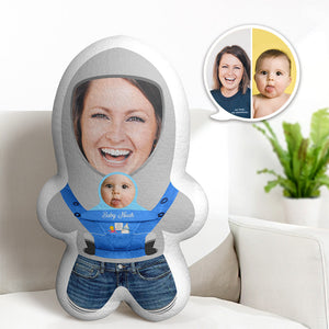 Custom Mother and Baby's Face Minime Throw Pillow Personalized Photo Gift for Her - MadeMineAU