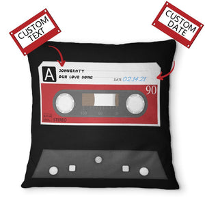 test Custom Cassette Tape Black Throw Pillow Case For Anniversary-15.75×15.75 inches