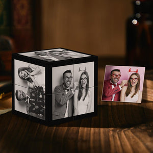 Custom Photo Frame Home Decoration Multiphoto Black Filter Rubik's Cube Gift For Lovers On Valentine's Day - MadeMineAU