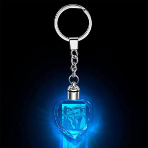 Custom Photo Key Chain Crystal Heart Shape Couple Luminous Keyring - myphotokeyringau