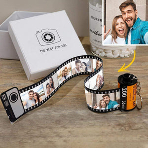 Family Gifts Custom Camera Roll Keychain Personalized Multiphoto Keychain Degradable Material Film Roll Keychain