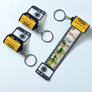 Family Gifts Custom Camera Roll Keychain Personalized Multiphoto Keychain Degradable Material Film Roll Keychain