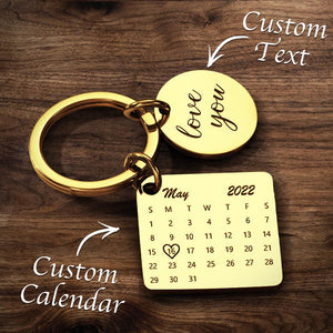 Personalised Calendar Keychain Date Keychain Anniversary Gifts - Silver