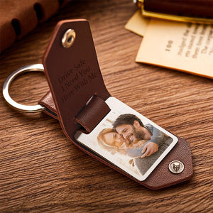 Personalized Leather Keychain with Photo and Text Anniversary Gift for Couple