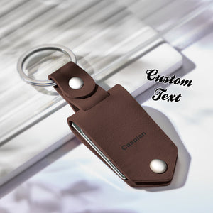 Personalized Leather Photo Keychain Custom Engraved Text Commemorative Keychain Anniversary Gifts - myphotowalletau