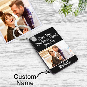 Custom Photo Engraved Keychain Drive Safe Couple Love Gifts - MadeMineAU