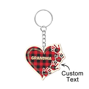 Personalized Kids Name Keychain Custom Engraved Hands Wooden Keychain - MadeMineAU