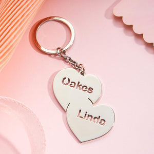 Personalized Name Double Hearts Keychain Creative Love Keychain For Couples - MadeMineAU