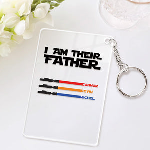 Custom Name Light Saber Keychain I Am Their Father Acrylic Keychain Father's Day Gift