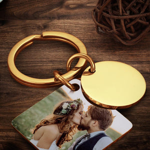 Custom Photo Keychain Engraved Calendar Keychain Gifts - Rose Gold