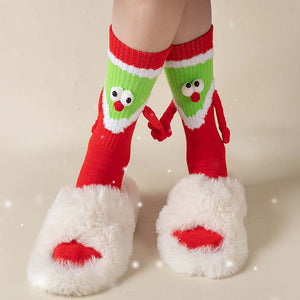 Funny Santa Claus Doll Women's Mid Tube Socks Magnetic Holding Hands Socks Christmas Gifts - MadeMineAU