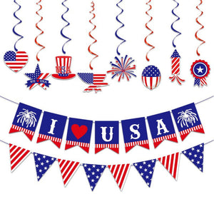 4th of July Decorations Hanging Swirls Banner Independence Day Decor for Home Patriotic Party Supplies - MadeMineAU