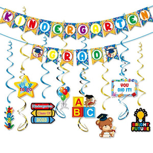 Kindergarten Graduation Hanging Swirl Banner Decorations Party Supplies Gift for Graduation Party - MadeMineAU