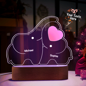 Personalized Names Elephant Family Acrylic Lamp Custom Night Light Best Christmas Gift - MadeMineAU