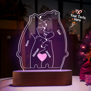 Personalized Names Warm Bear Family Acrylic Lamp Custom Night Light Best Christmas Gift - MadeMineAU