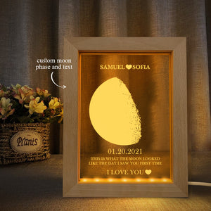 Custom Moon Phase and Names Frame Lamp with Personalized Text - MadeMineAU