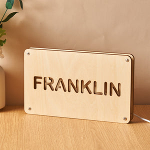 Personalized Wood Night Light With Text Custom Name Lamp For Living Room - MadeMineAU